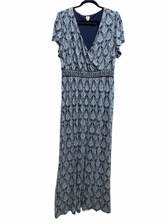 LOFT Dresses & Skirts - LOFT Beach Blue Paisley Maxi Dress Wrap Empire Waist Boho Short Sleeve Large